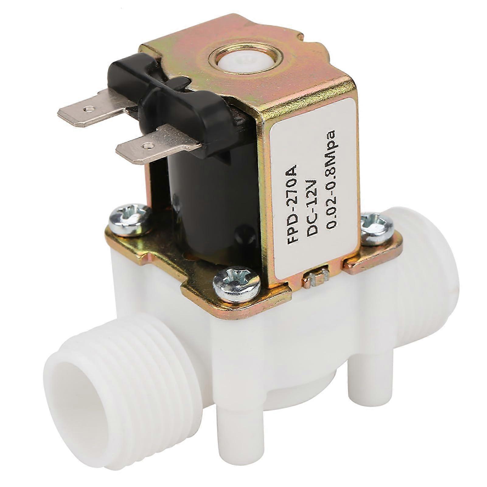 12V Water Solenoid Valve, NC Plastic Electric Magnet Valve Switch for Water Control and Distribution, Durable Design