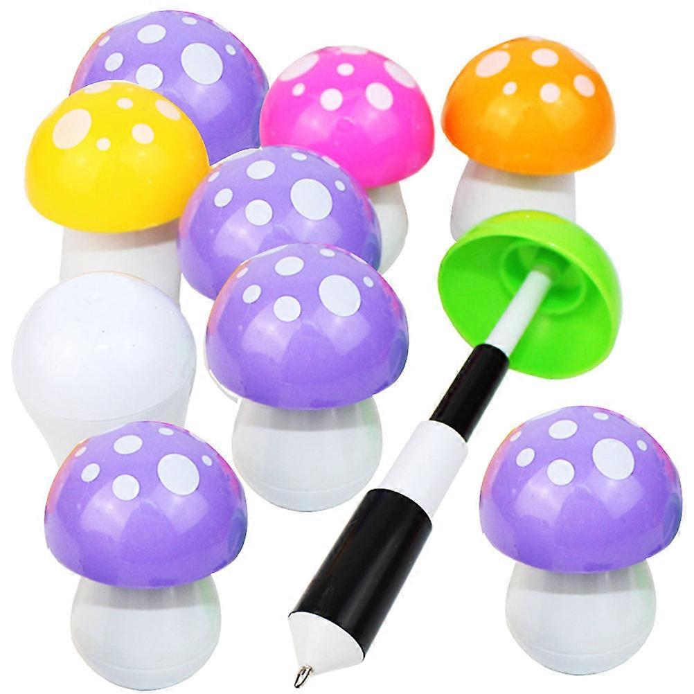 Adorable Ballpoint Pens Portable Fun Mushroom Shape Writing Stationery for Students Daily Use 10Pcs