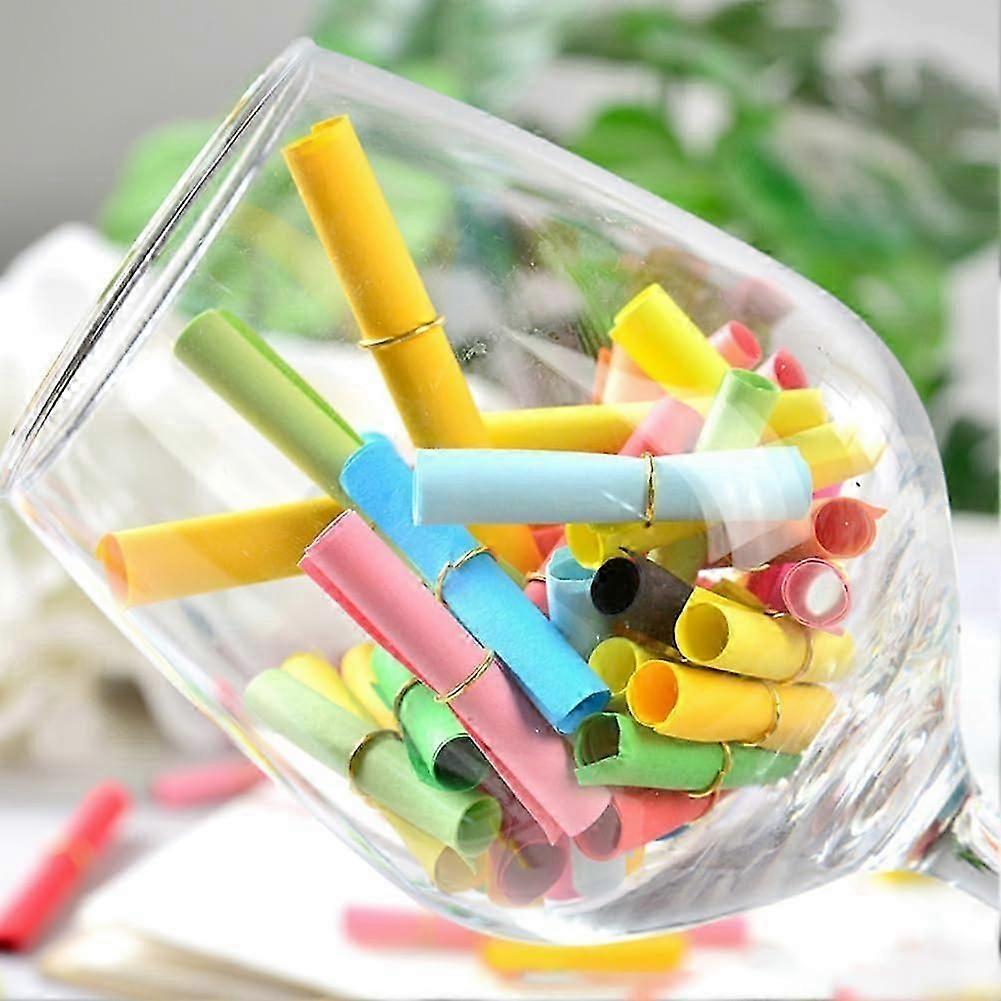 ミニメッセージ用紙カラフルスクロールペーパー100個バレンタインデーの願いの紙ロールブランクステーショナリーロール