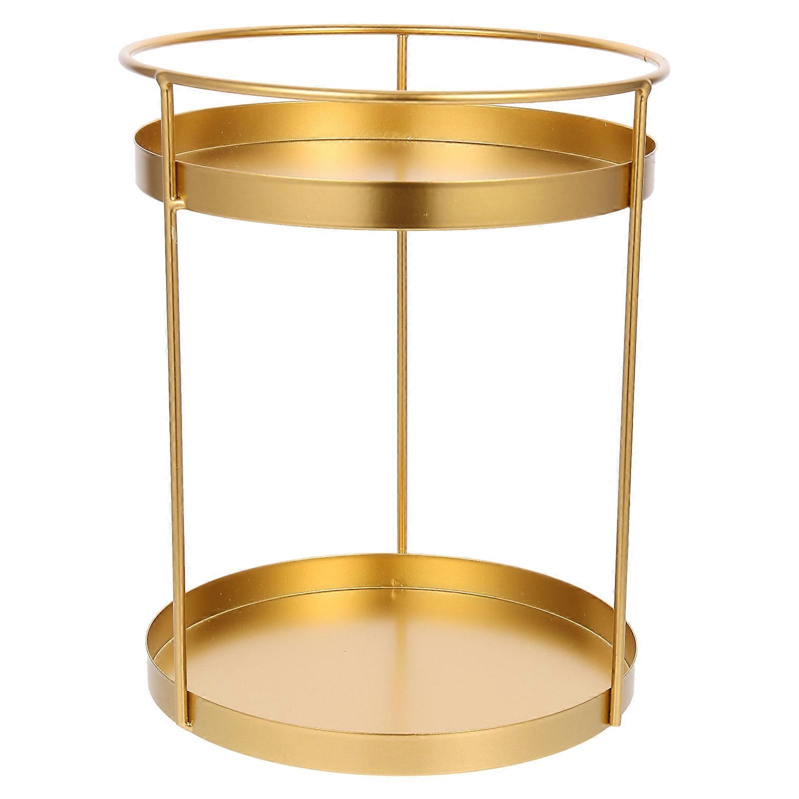 Golden Doublelayer Makeup Storage Rack for Home Use Made of Iron 7.87x5.91x10.24 Inches