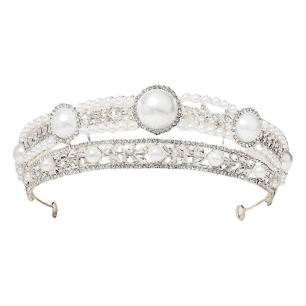 Crown Shape Rhinestones Headband Hair Accessory For Evening Party And Cosplay In Silver Material With 1Set Option