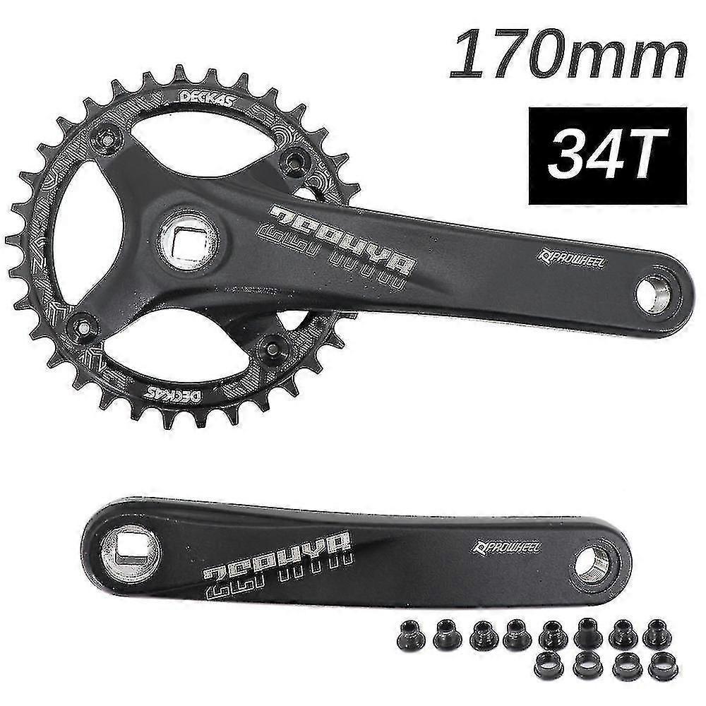 Prowheel MTB Crankset - Square Hole 104BCD 170/175mm With Deckas Chainring, 30T-40T, 1x/2x Speeds