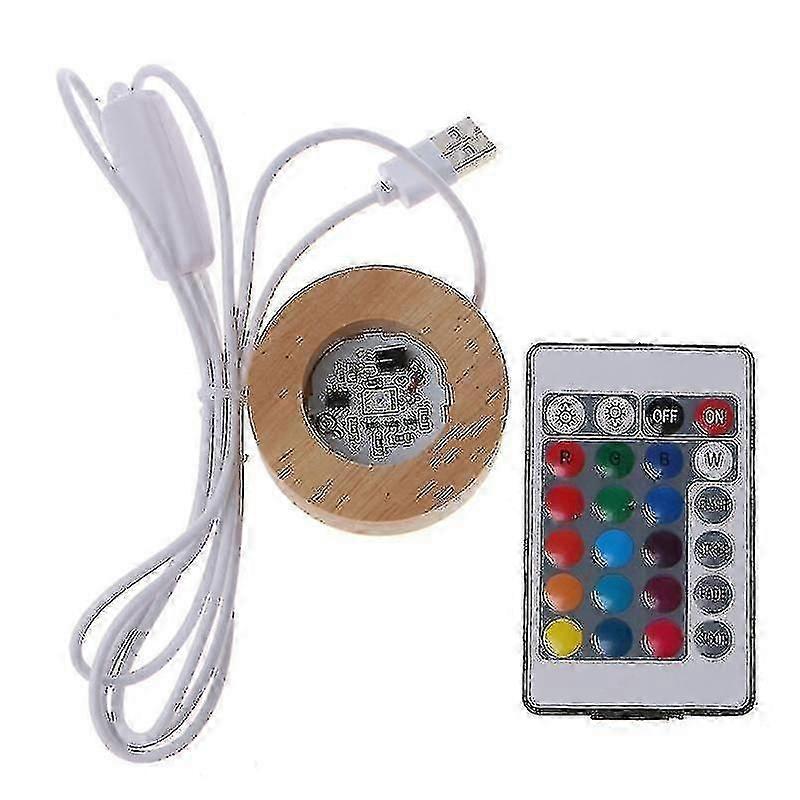 Resin Display Wood Led 7 Colors Rgb Adjustable Light Base With Remote Control