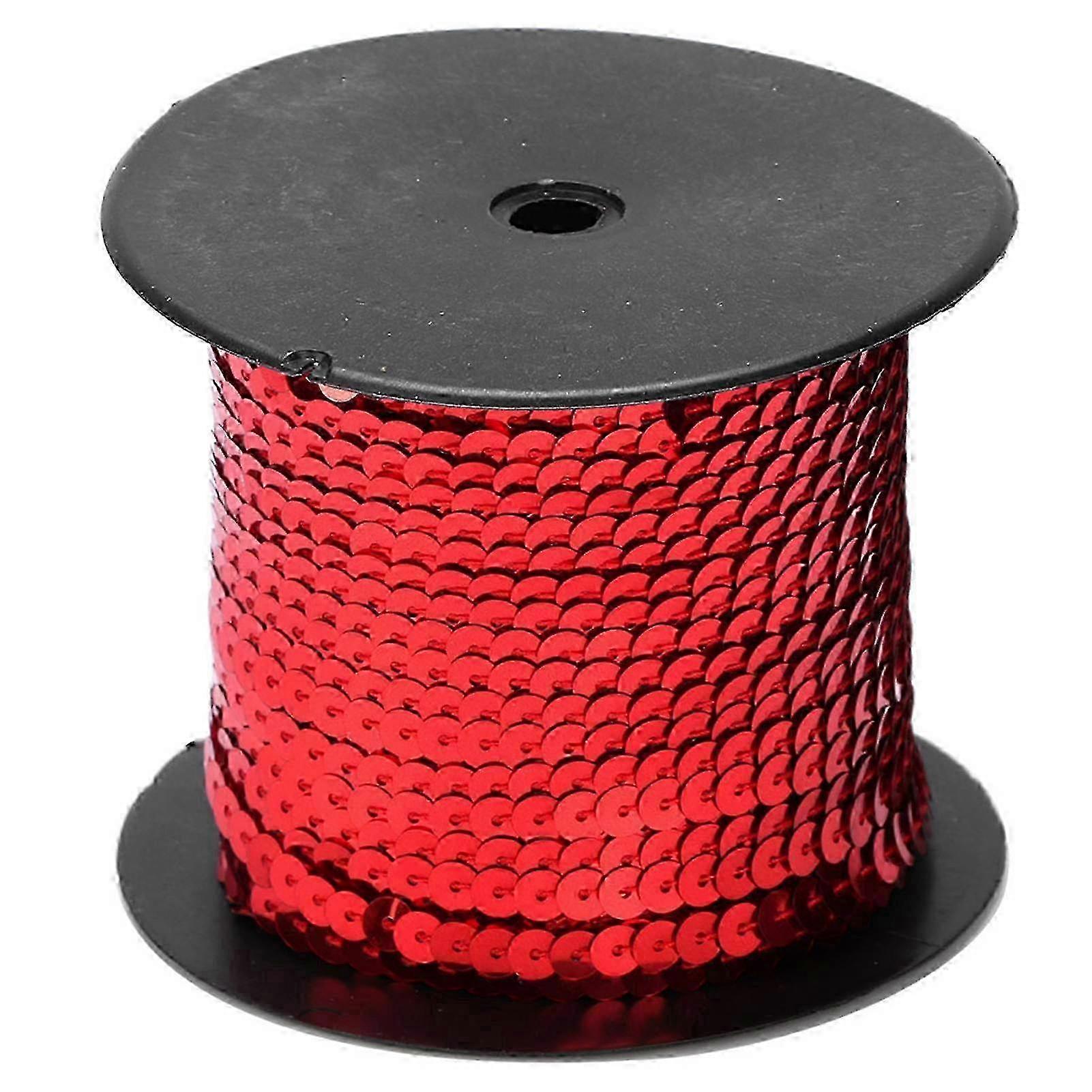 2025 100 Yard Sequin String 6mm Decorative Accessory for Cloth Shoe Plastic Resin Sequin Line Red 100 Yard/Roll