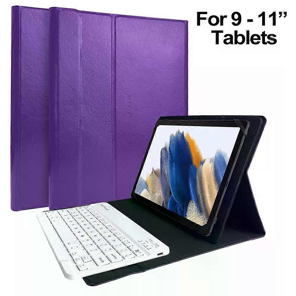 Purple Leather Case & White Bluetooh Keyboard for Ulefone Tab A10 Pro 10.1"