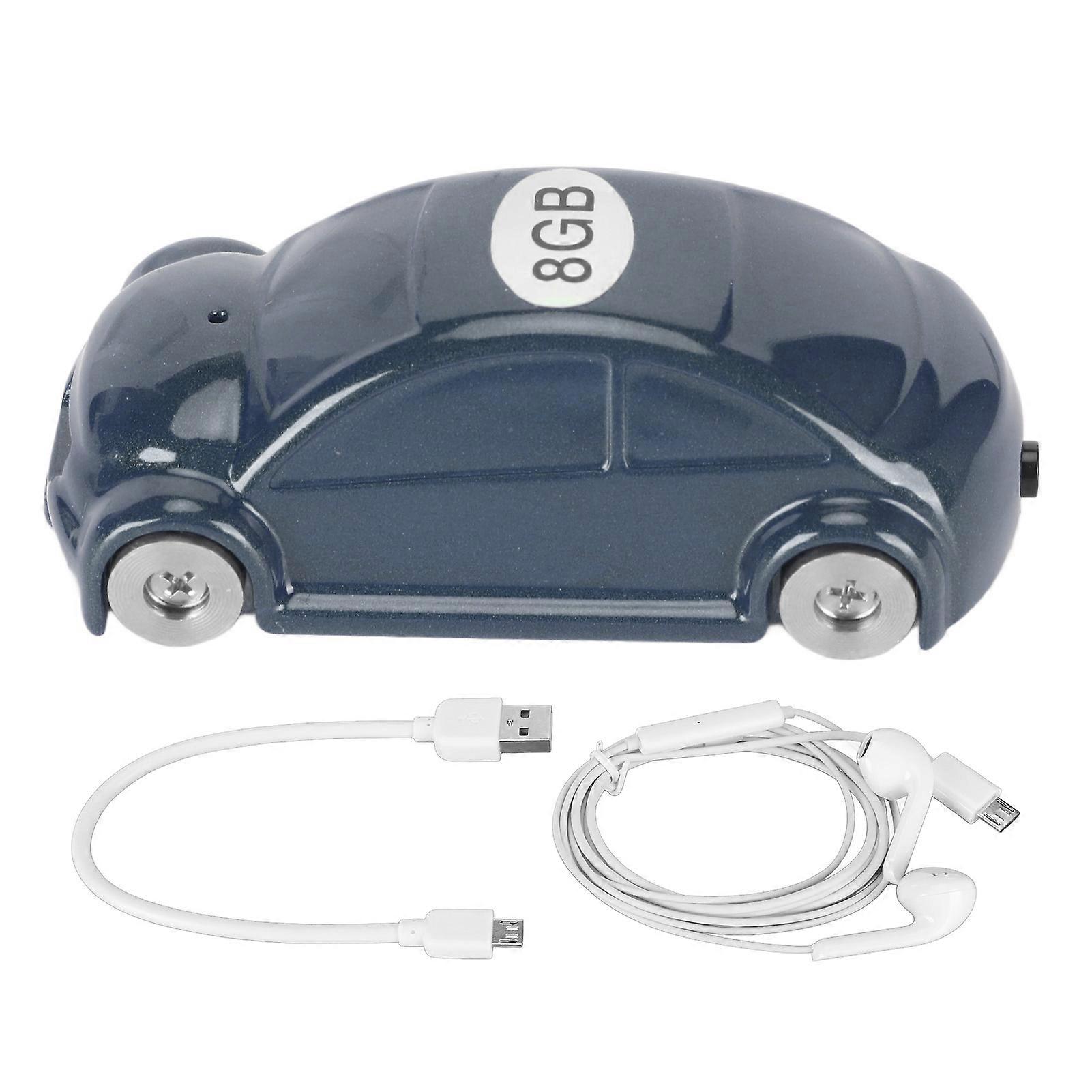 Compact Car Design Voice Recorder in Dark Blue – 8GB Storage, HD Noise Canceling & Timestamp for Classes or Conferences