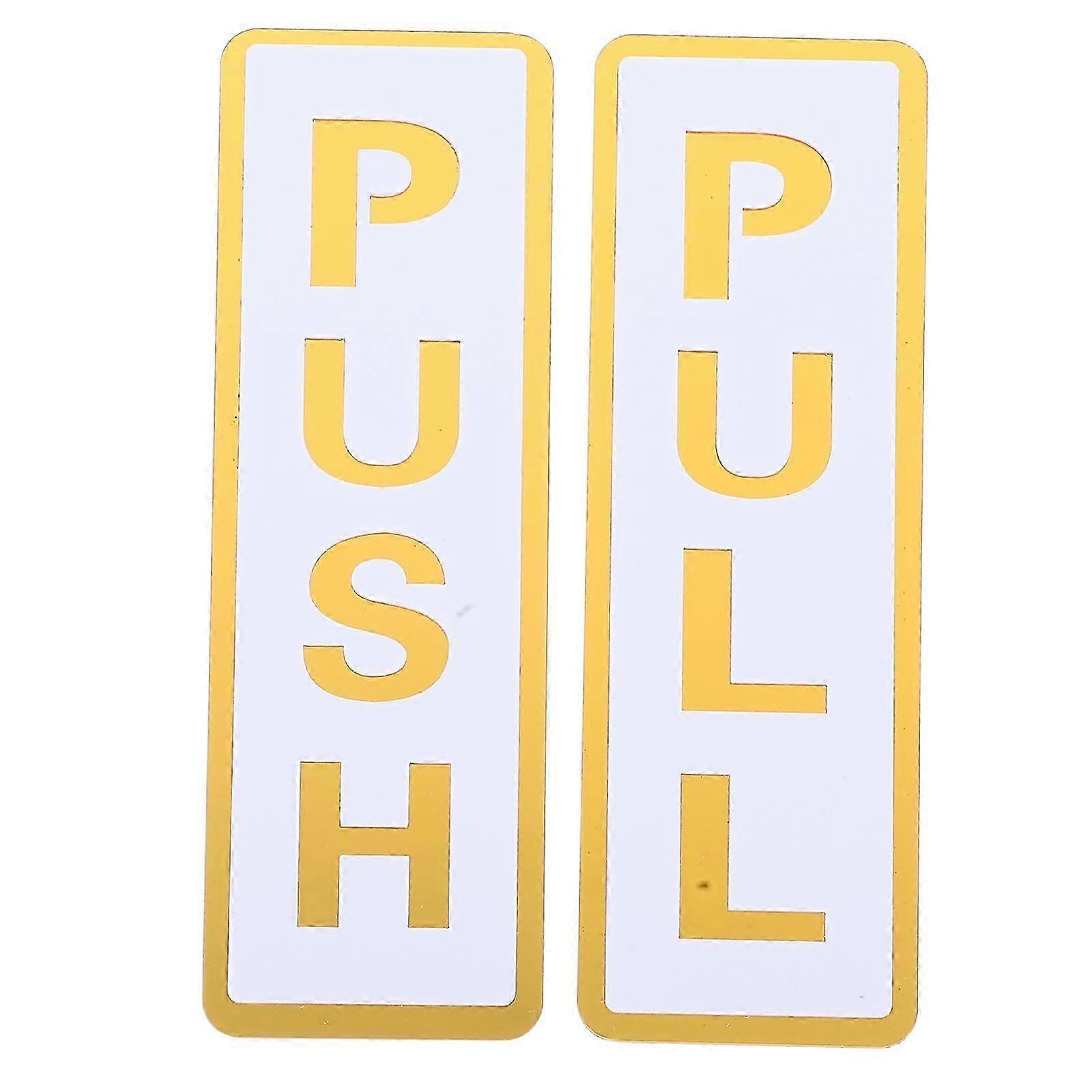 Self Adhesive Push Pull Indication Stickers For Glass Doors Acrylic Golden 2Pcs