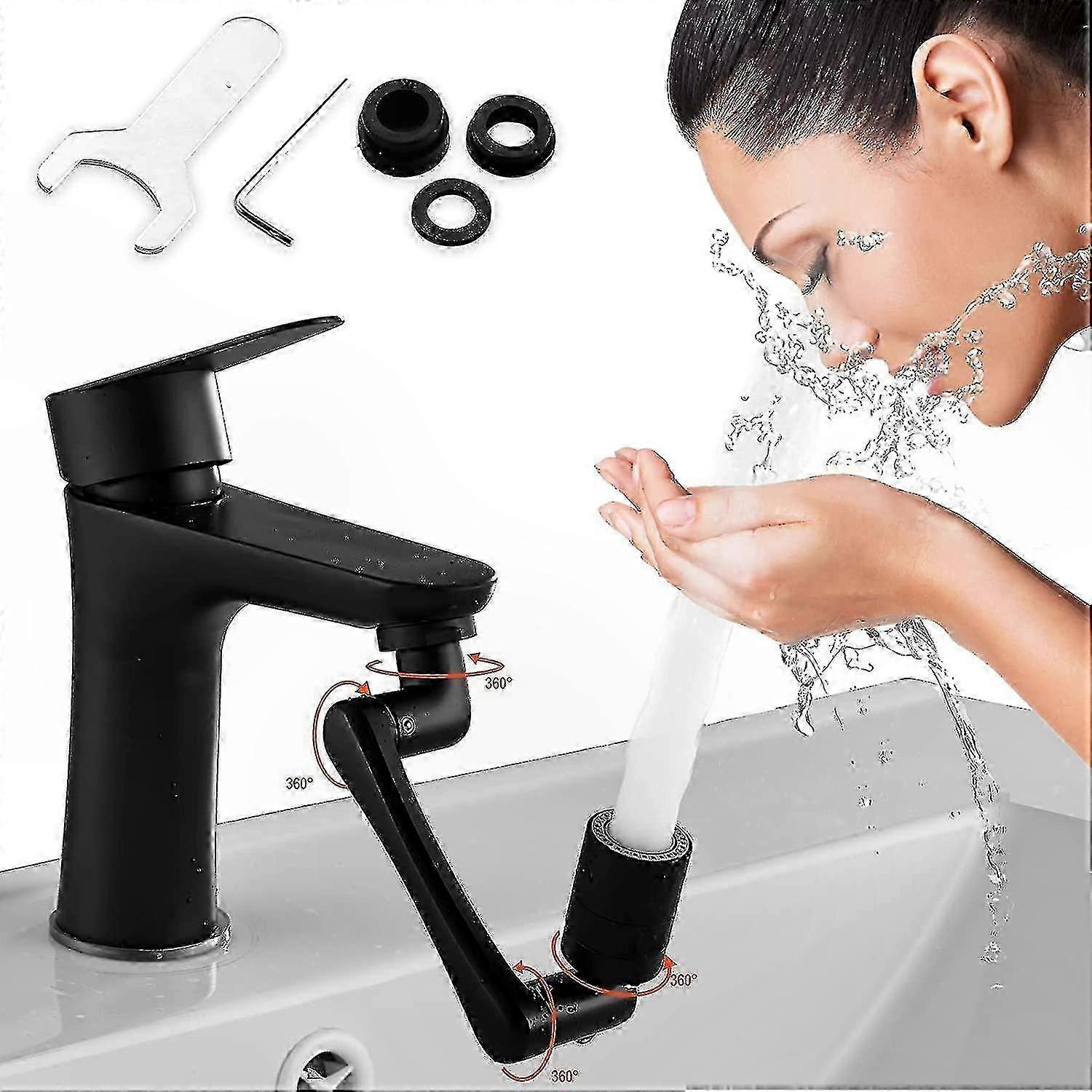 Universal Rotating Faucet Ext with Large-Angle Aerator and Dual Water Outlet Modes