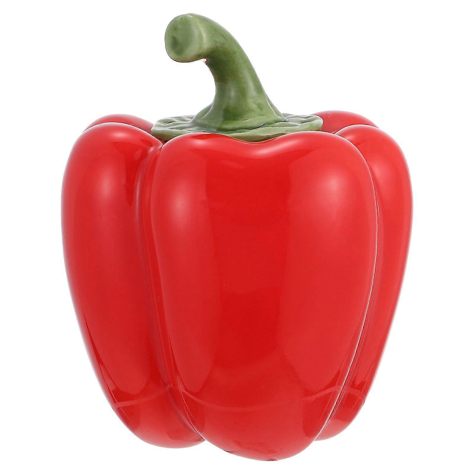 Pepper Shaped Storage Jar Sealing Container Tea Storage Can Desktop Display Jar Ceramics Storage Container For Home Shop (Red)