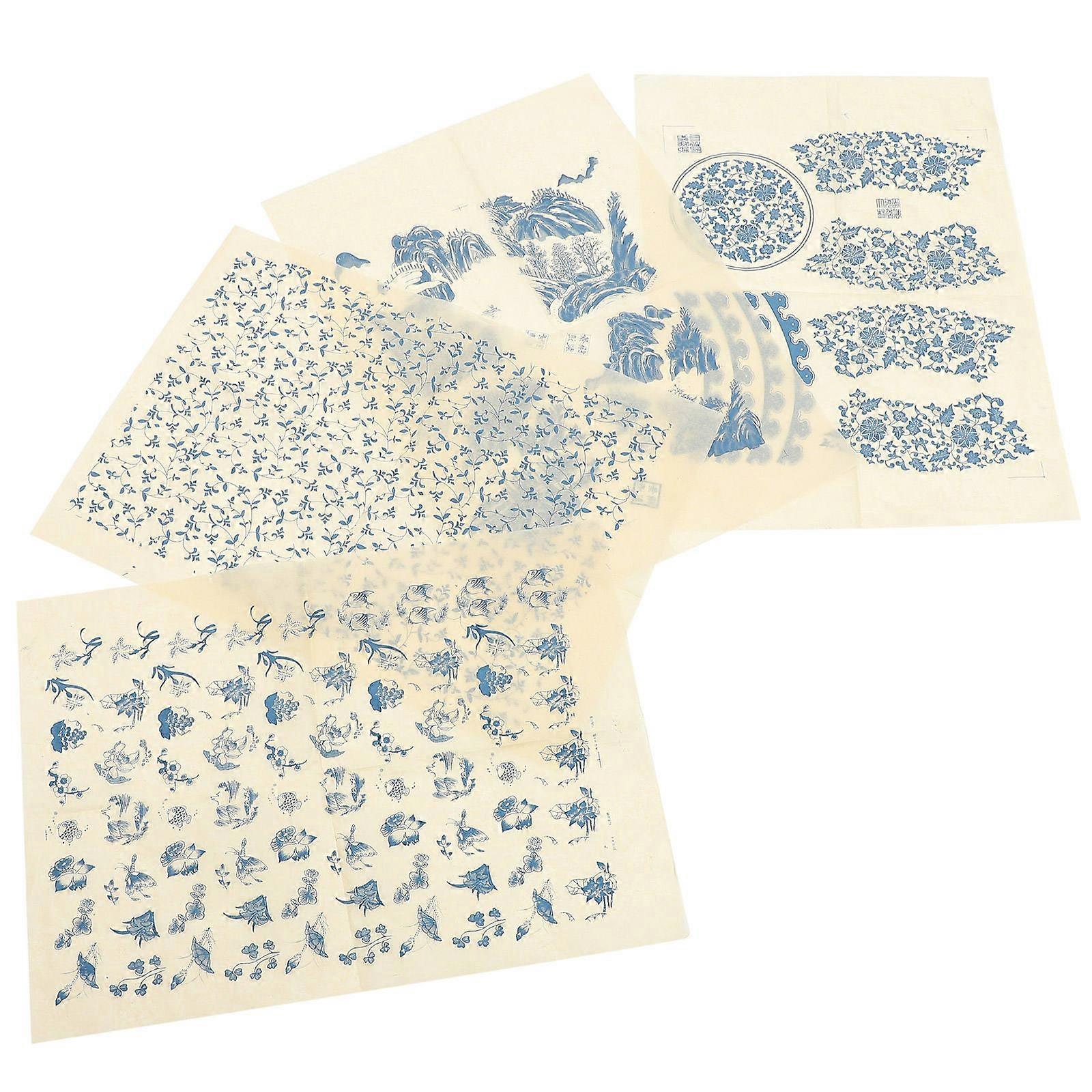 Underglaze Transfers Ceramic Decals for Diy Crafts Assorted Color Paper Material for 4Set