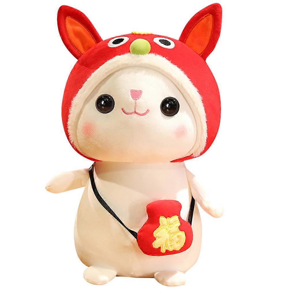 Cartoon Stuffed Rabbit Doll Birthday Decoration Red Plush Pp Cotton Gift 1Set