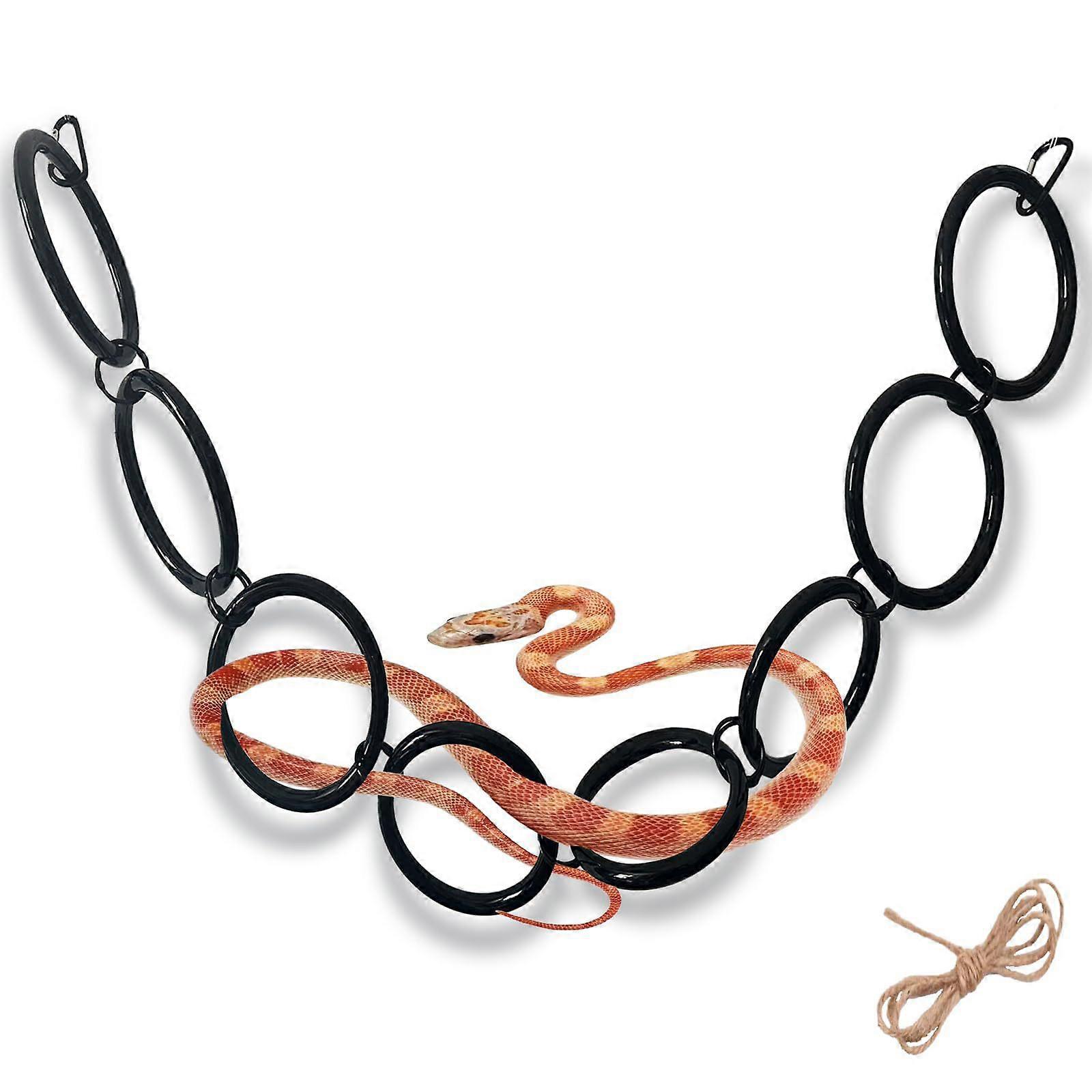 Climbing Chain Toy For Reptiles Stimulate Exploration Exercise Metal Connector Climbing Rings Snake Enrichment Accessory Multicolor