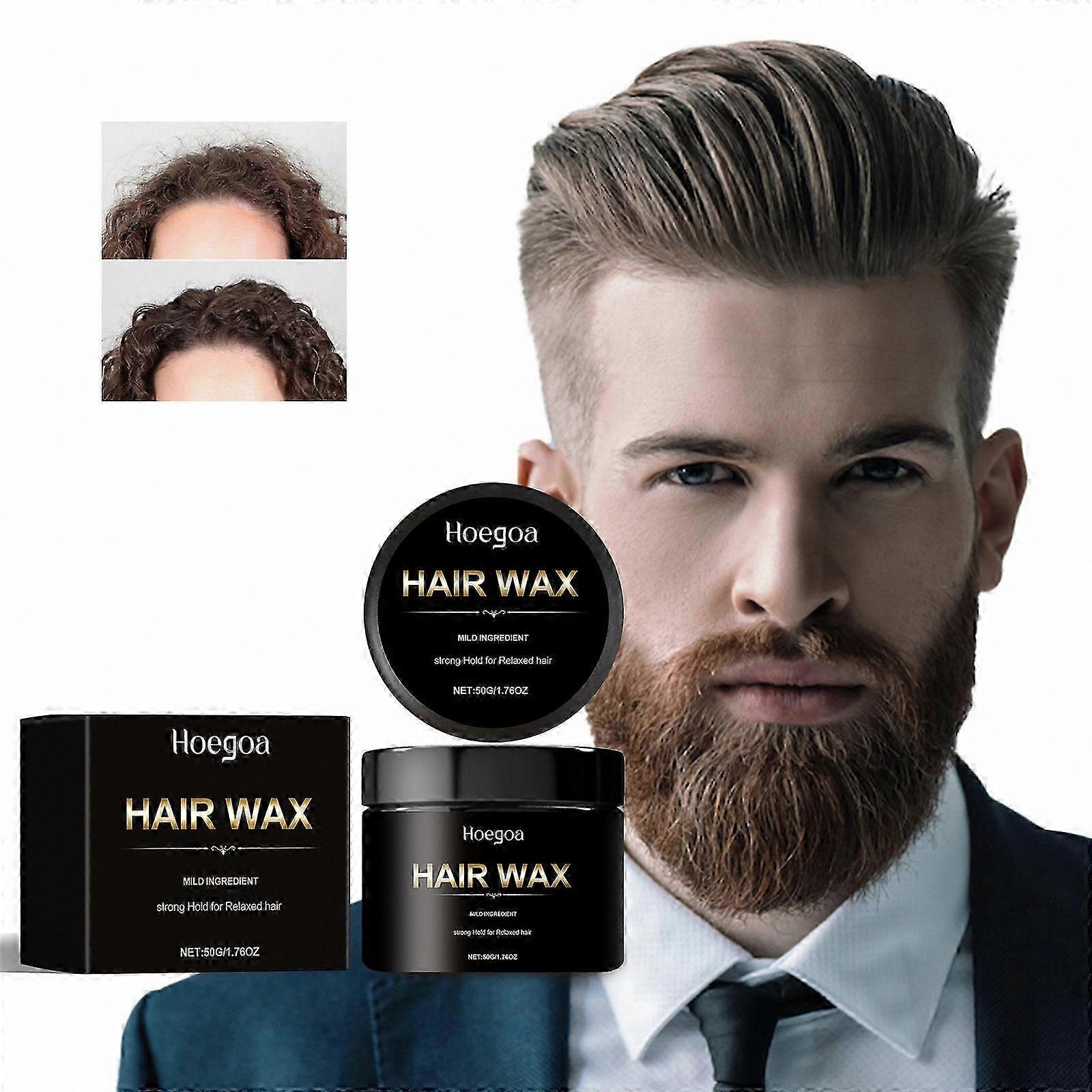 Men's Hair Wax for Strong Hold, 50g Styling Wax with Natural Shine, Non-Greasy Formula, Easy to Wash Out and Reshape