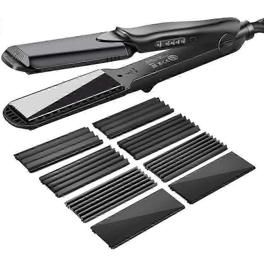 Kreppeisen for Hair、CkeyiN 4-in-1 ストレートヘアアイロン、セラミックフラットアイロン、マルチスタイラー、カーリングワンド付き、温度制御、急速加熱