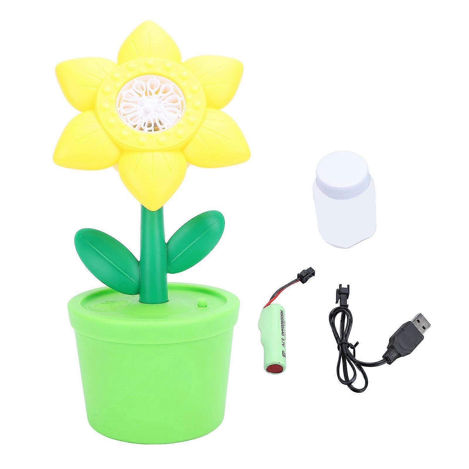 Bubble Machine with LED Light and Music Sunflower Electric Bubble Maker Battery Powered Bubble Blower for Kids
