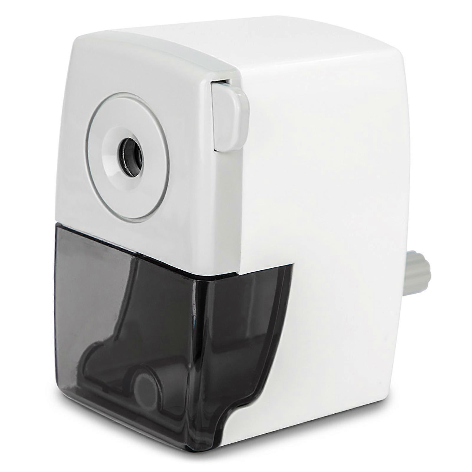 Cute White Manual Handcrank Pencil Sharpener Portable Compact