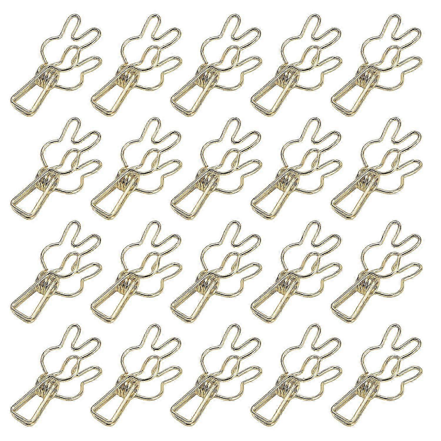 20 Pcs Clips Multipurpose Multifunction Electroplating Hollow Metal Binder Strong Spring ClipGold