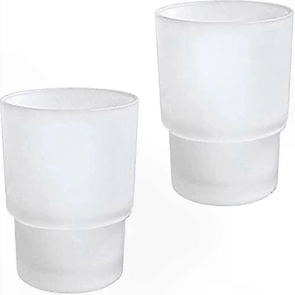 Frosted Glass Toothbrush Holder, 2-Pack, Wall Mount Replacement Cups