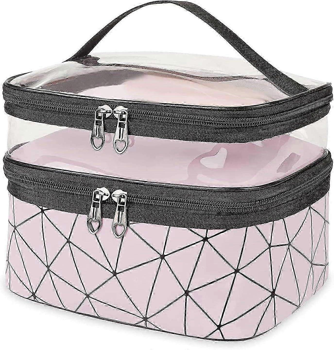 Toiletry bag, double layer makeup bag, waterproof travel makeup bag with