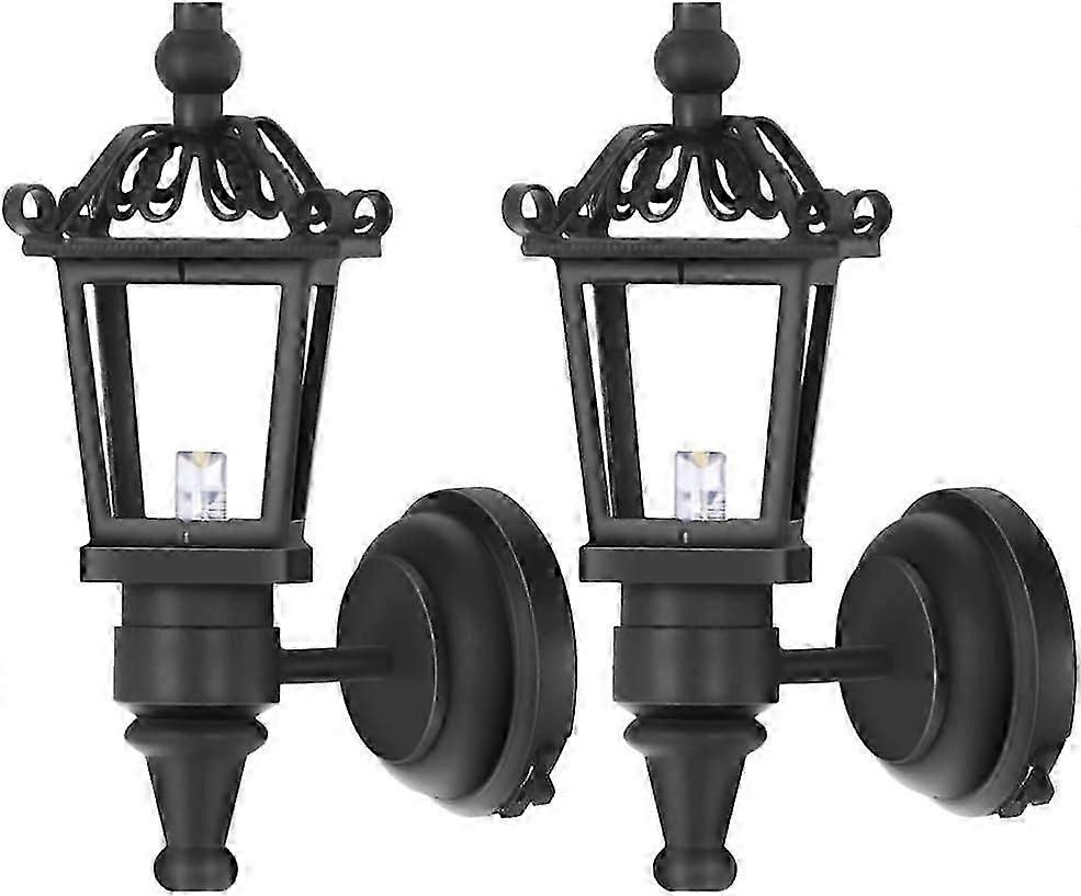 2pcs Dollhouse LED Wall Sconces 1: 12 Scale Wall Lamp Simulation Miniature Furnitures for DIY Dollhouse Living Room Mini Toy Wall Lamp Models Black