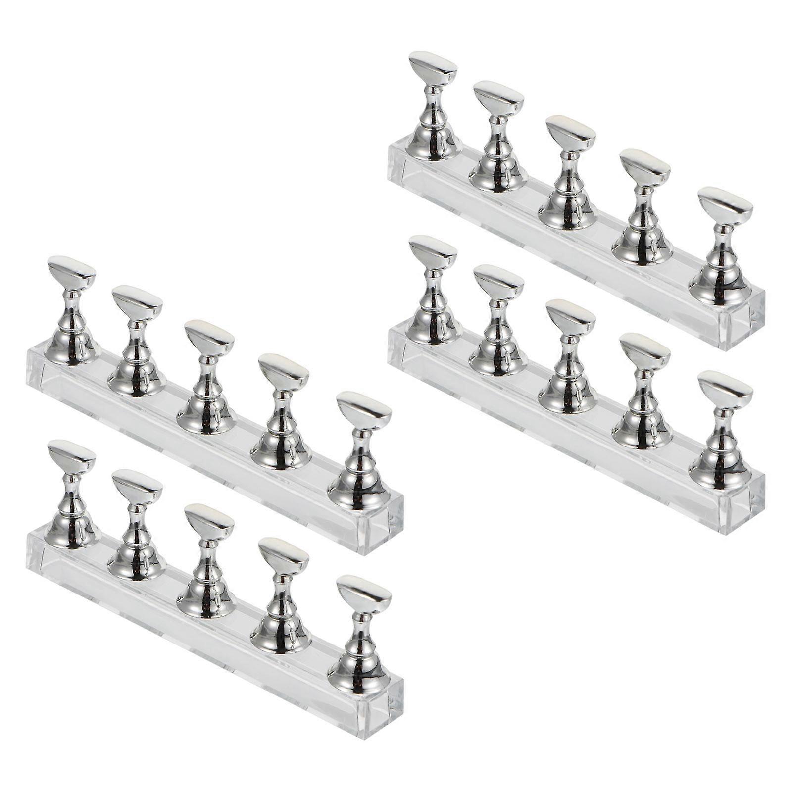 Nail Rack 4Set Creative Design Checkerboard Bracket Perfect For Nail Salon Use Nail Lovers Silver Acrylic