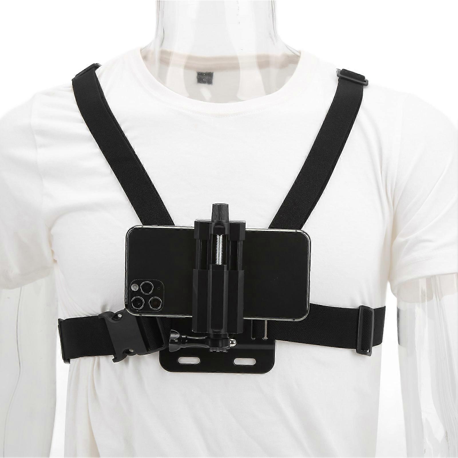 Adjustable Chest Mount Strap for Cellphone 5.5-10cm Live Stream