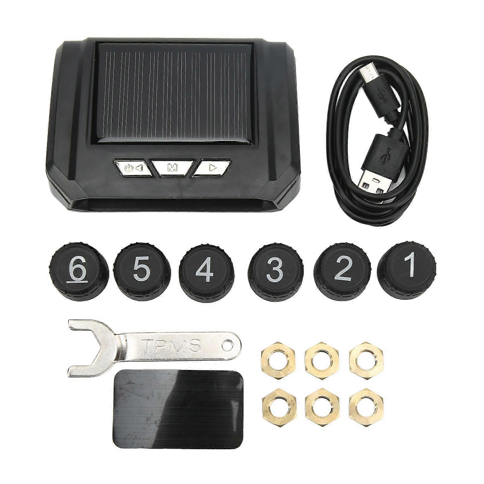 6 Wheel Truck Tire Pressure Monitoring System Wireless Solar Power TPMS Monitor with 6 Sensors for Light Truck RV