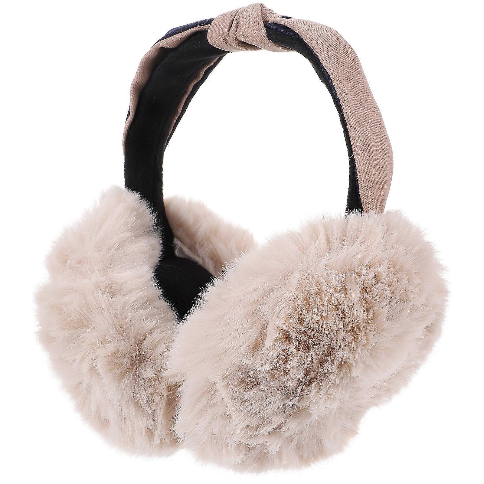 3Pcs Plush Ear Muff Warm Keeping Ear Cover for Winter in Beige Color