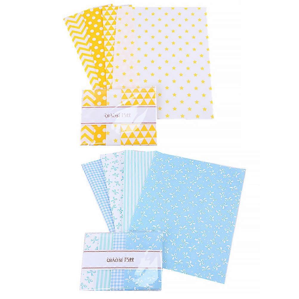 Cotton Striped Patchwork Fabric 25x20cm Sky-blue DIY Durable 8Set