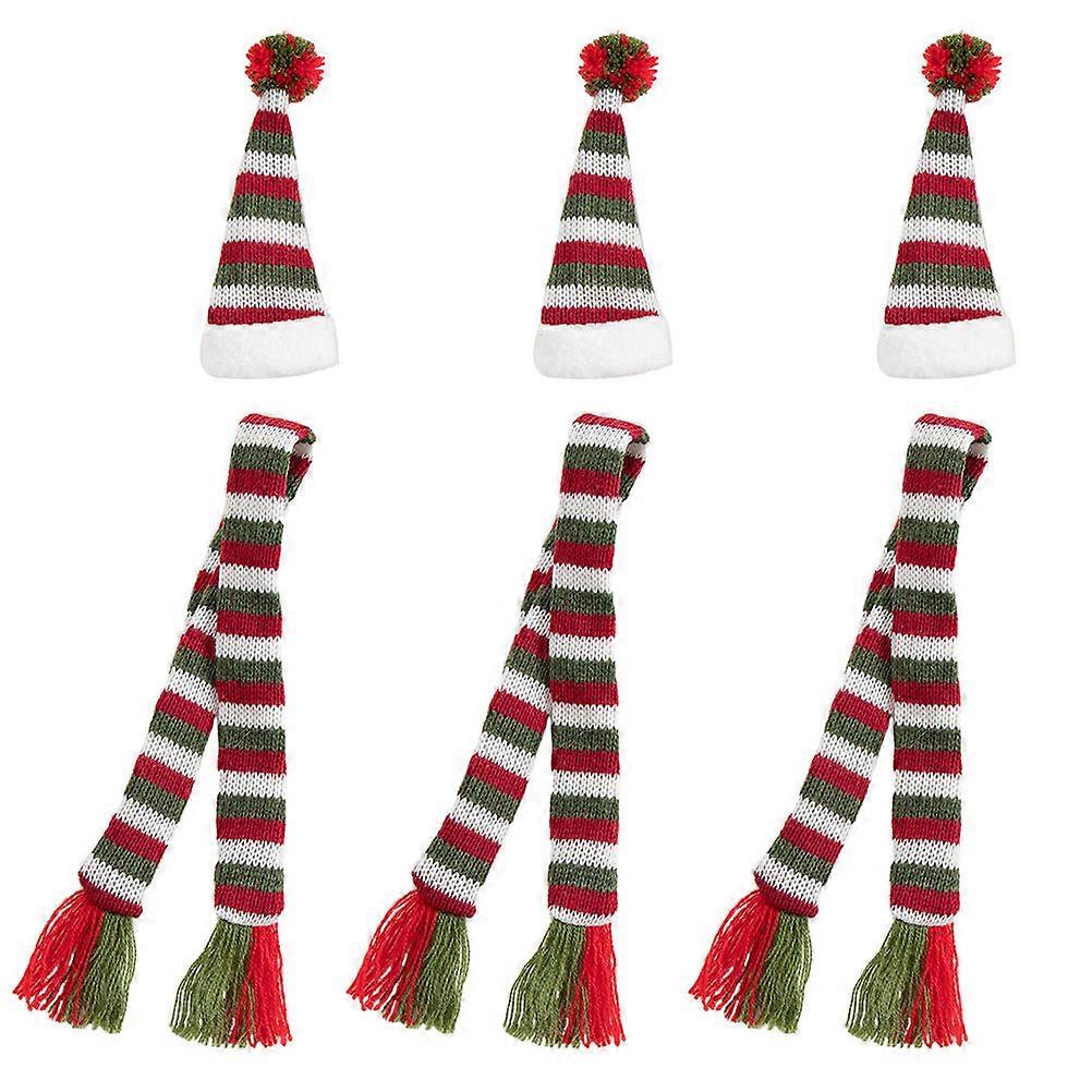Holiday Scarf Hat Scarf for Bottles Assorted Color Non Woven Decorative 3 Sets