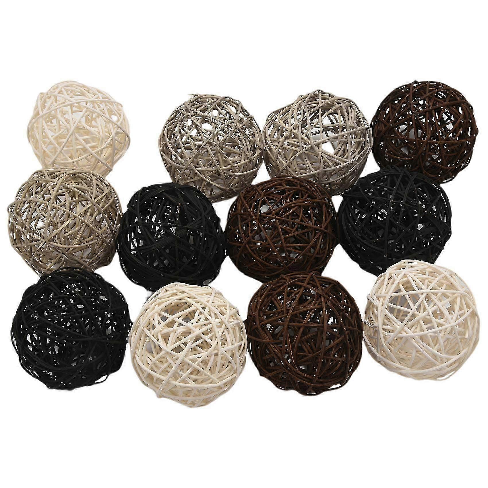 12-Pack Large Rattan Balls - Decorative Balls for Bowls, Vase Filler, Coffee Table Decor, Wedding Pa