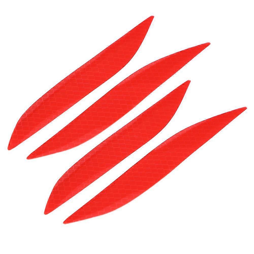 4Pcs Self adhesive Car Reflective Warning Decal Safety Strip Stickers Automobile Decor(Red)