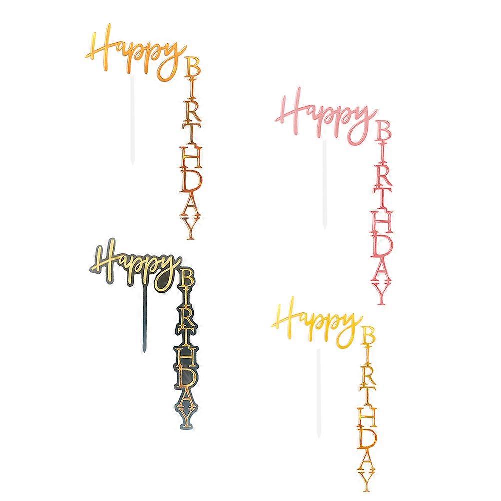 Acrylic Birthday Cake Topper Right-Angle for Cake Decor 4Pcs