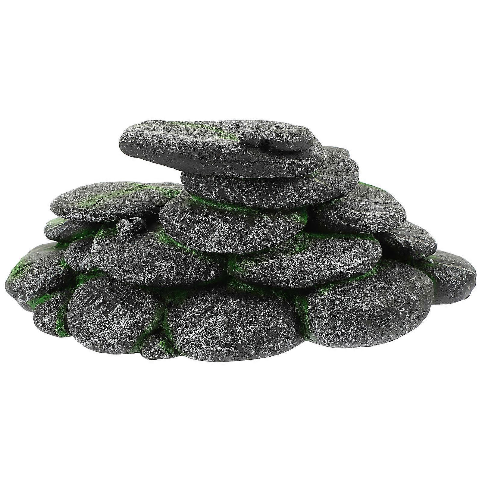 Reptile Tank Decoration 3Pcs Turtle Basking Platform Simulated Cobblestone For Climbing Pet Environment Grey Provide