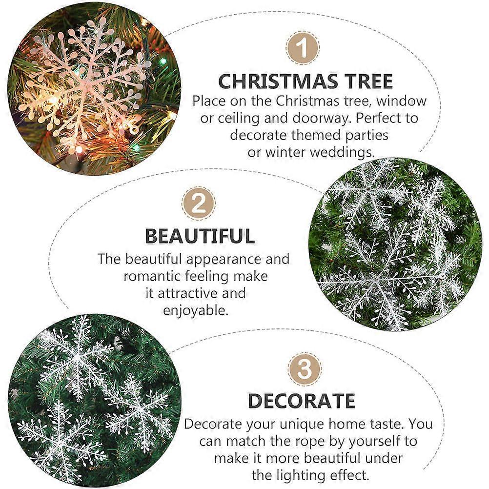 Snowflake Pendant 90Pcs White Pf Decorative Pendant for Christmas Tree and Ceiling Decorations