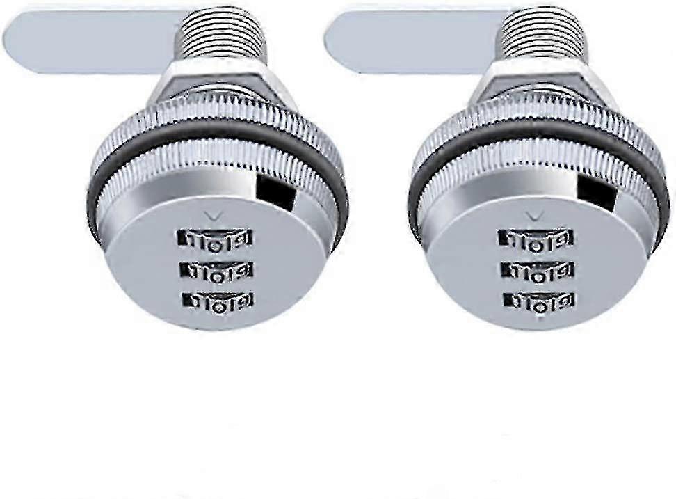 3 Digit Combination Lock, Pack of 2 Zinc Alloy Chrome Keyless Cam Lock for Drawer Locker Cupboard Box
