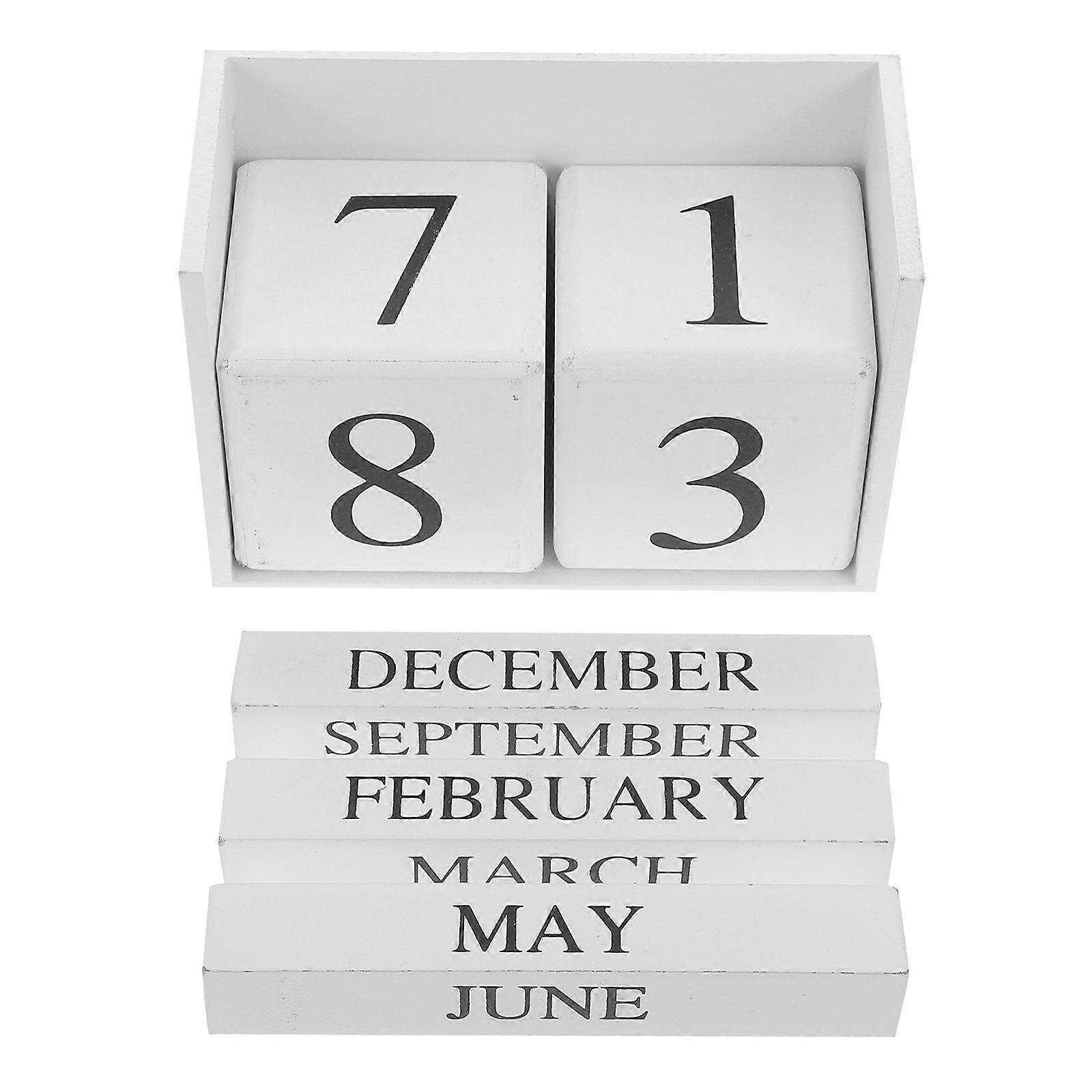 Chic Wooden Calendar 2Pcs Perpetual Desk Calendar For Cafe And Restaurant Use 13X14Cm Date Display