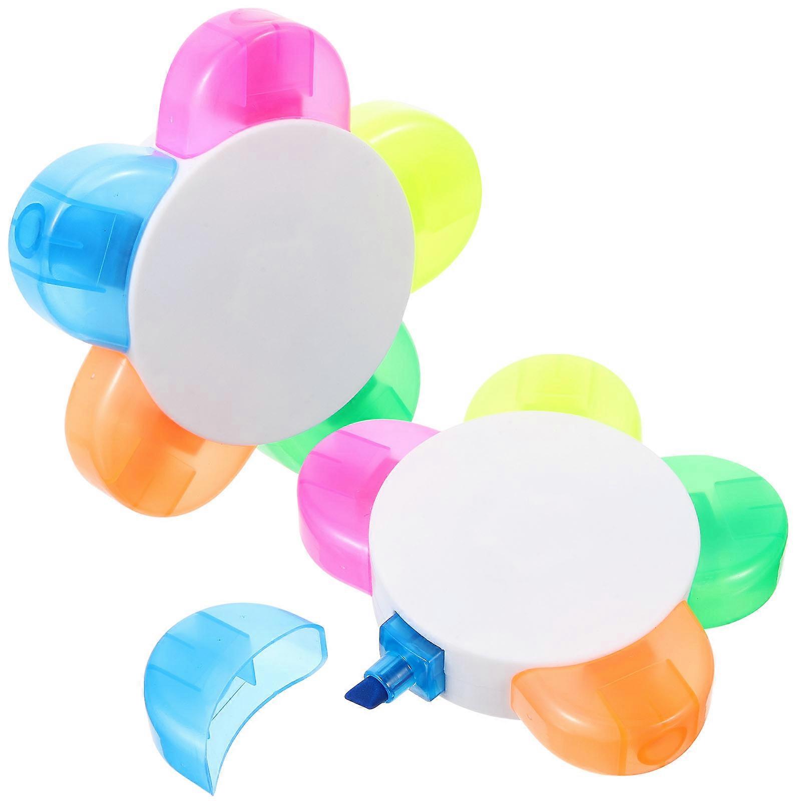 Half Petal Highlighter Pens for Writing 6Pcs Assorted Color Fluorescent