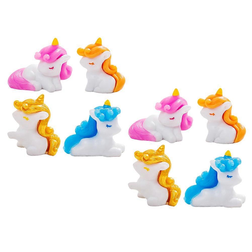 Adorable Miniature Unicorn Ornament Resin Decor for Garden 8Pcs Set