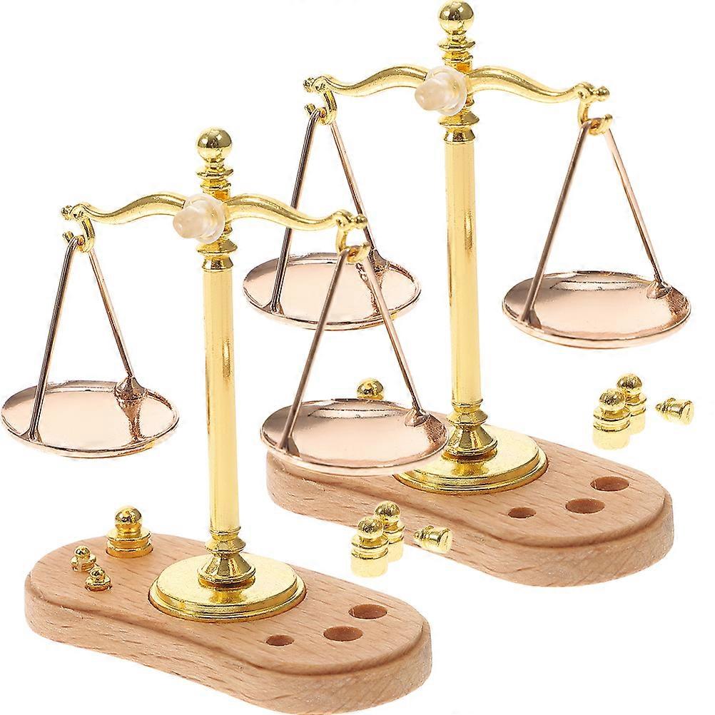 Golden Miniature Balance Scale Model for Teaching 4Pcs Educational Toy