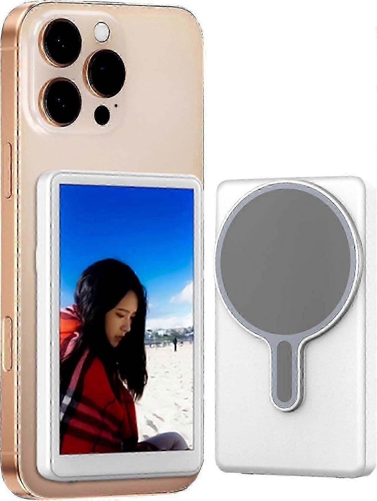 2025 Phone Vlog Selfie Monitor Screen, Magnetic Mount for MagSafe, Rear Camera for Selfie Vlog Live Stream, iPhone & Android Compatible, Wireless Conn