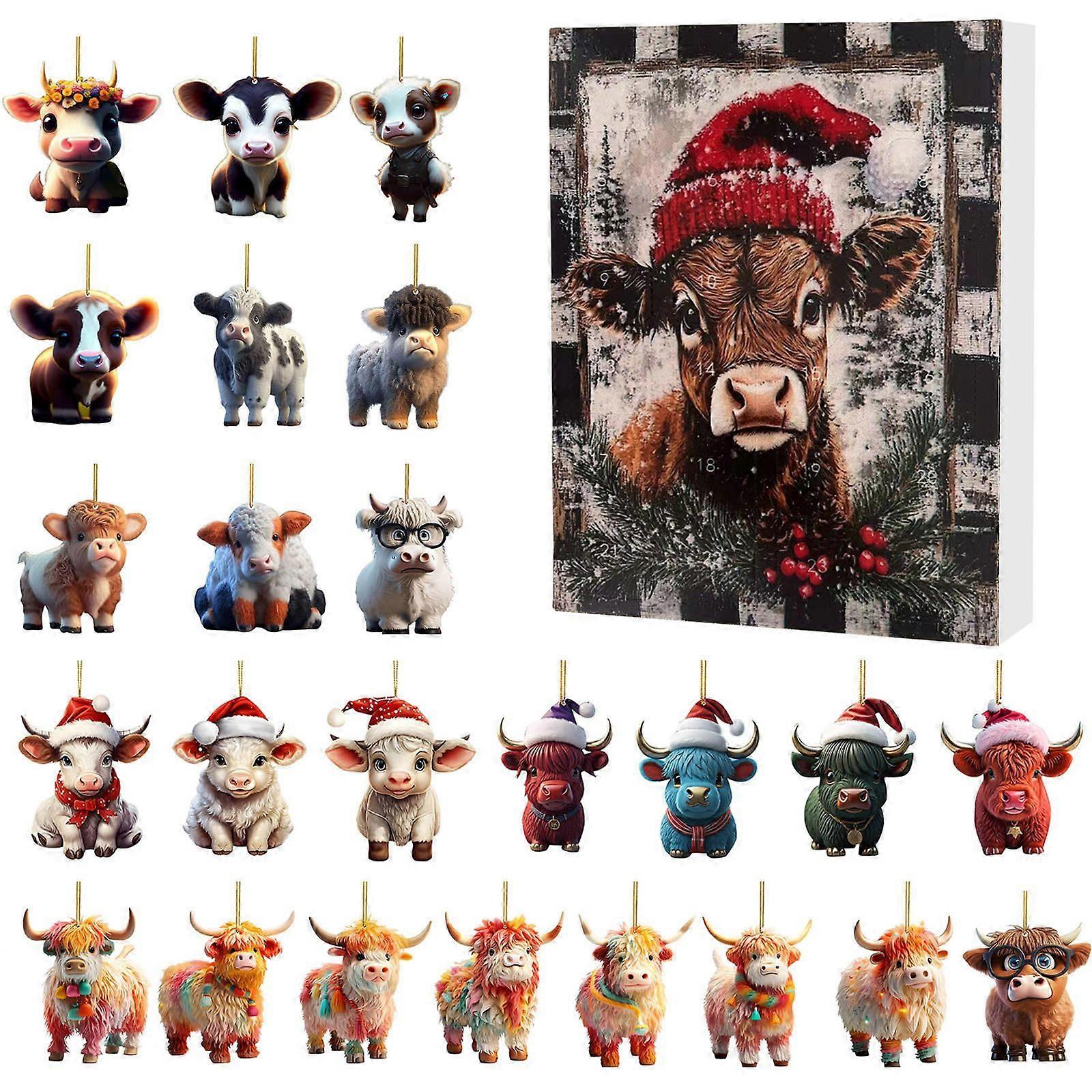 Christmas Countdown Calendar with Creative Yak Santa Claus Color Box Packaging