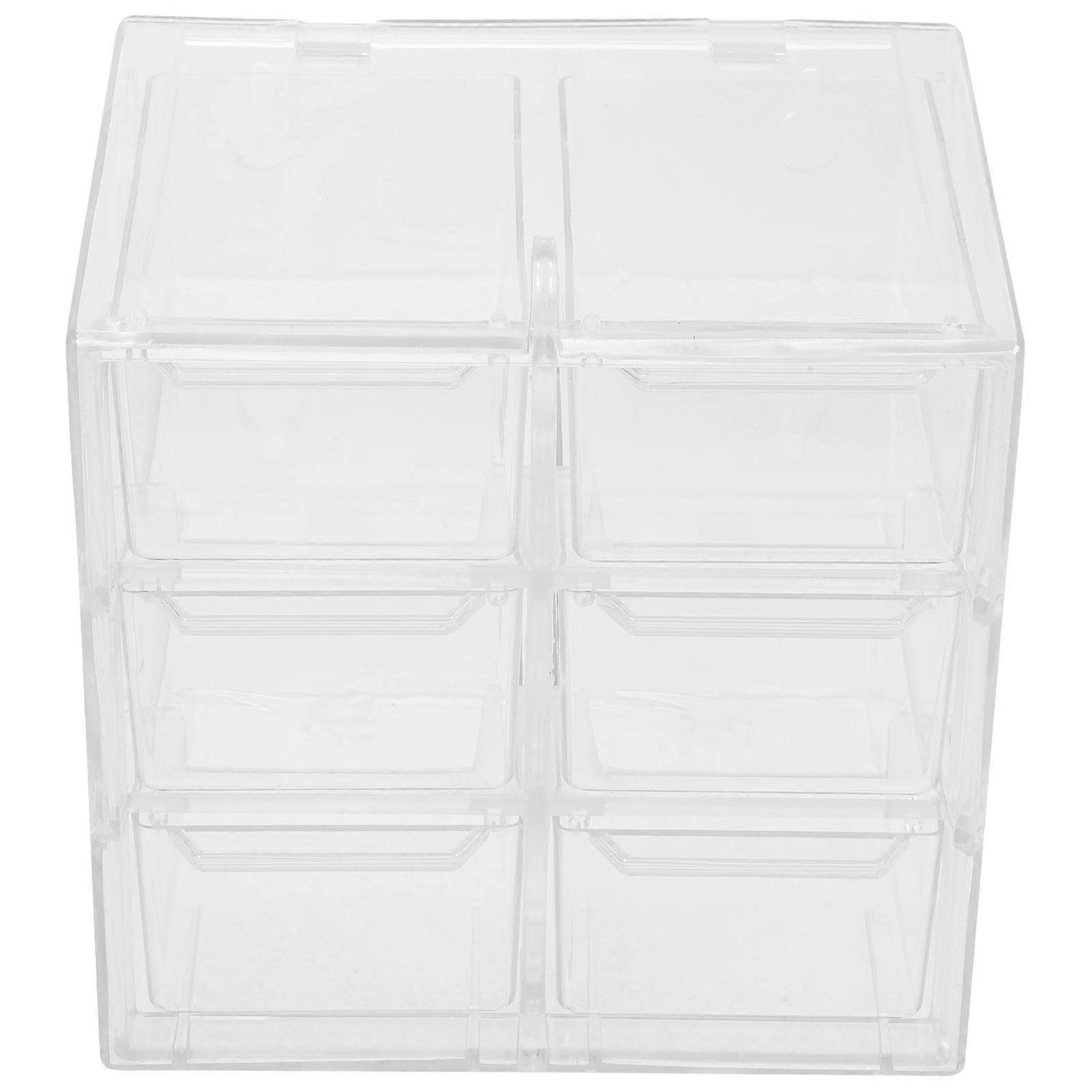 Desktop Storage Unit Multi-Grid Desk Organizer Storage Box Cosmetics Use Transparent 12.3X10X12CM Storage 1Set