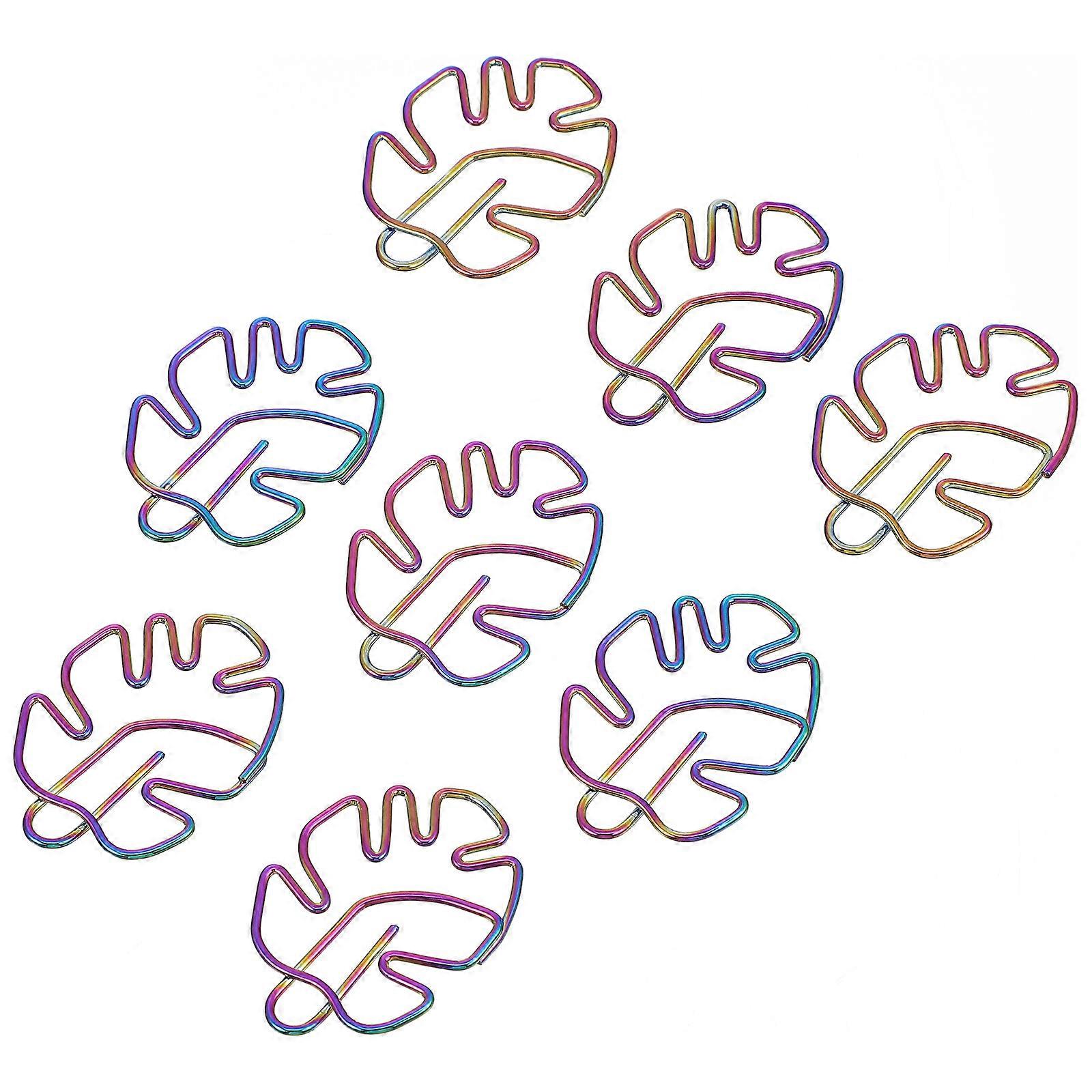 16Pcs Paper Clips Monstera Shape for Office Use Colorful Assorted Clips