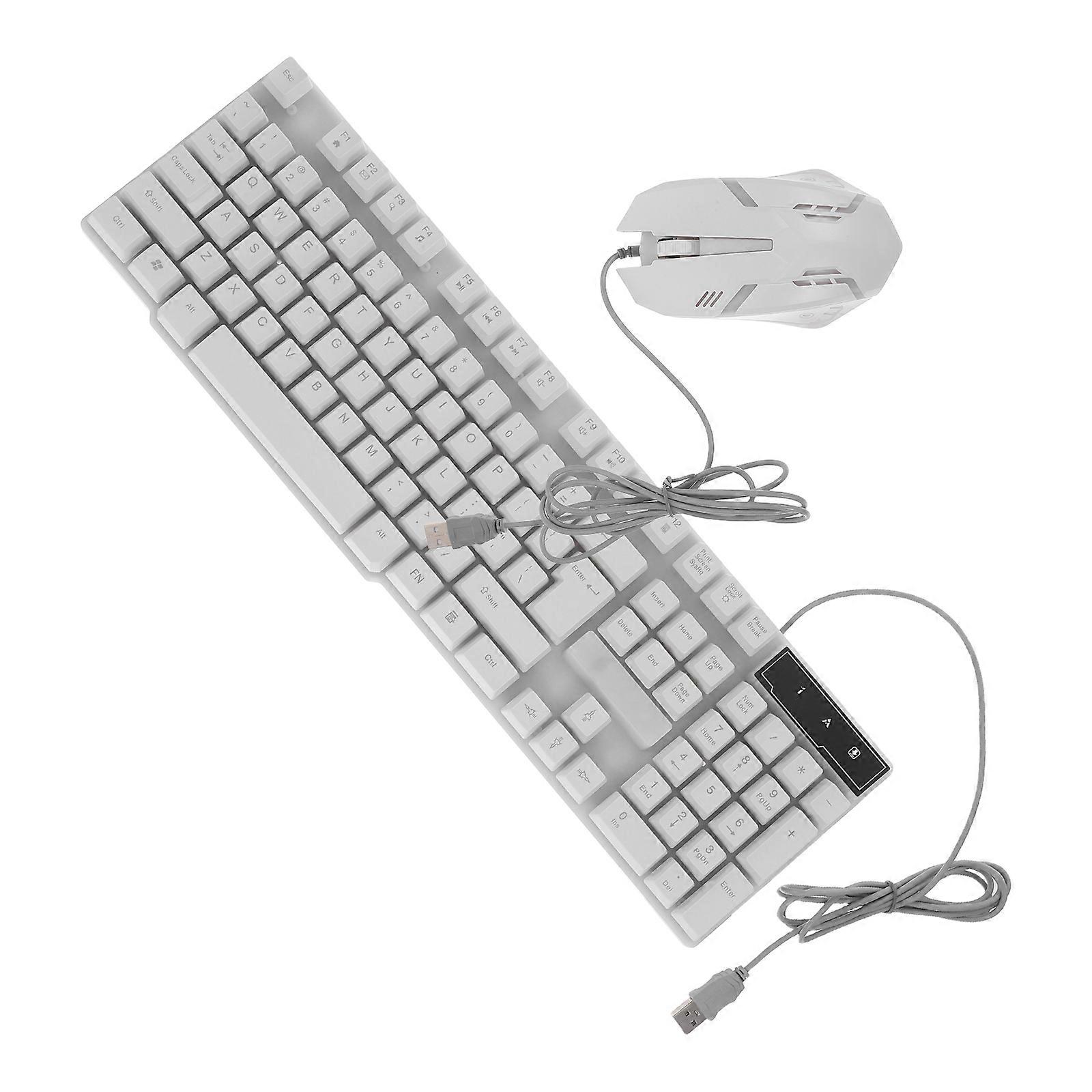 White USB Keyboard Wired Gaming Keyboard for Computer Use 3Pcs Set