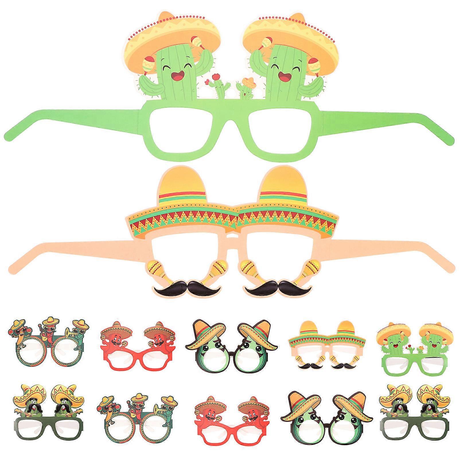 Fiesta Glasses Mexican Theme Party Eyewear Frames for Decor 24Pcs