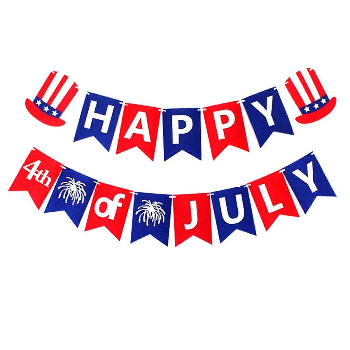 Bunting Flags 2Pcs Independence Day Banner for Celebration Use