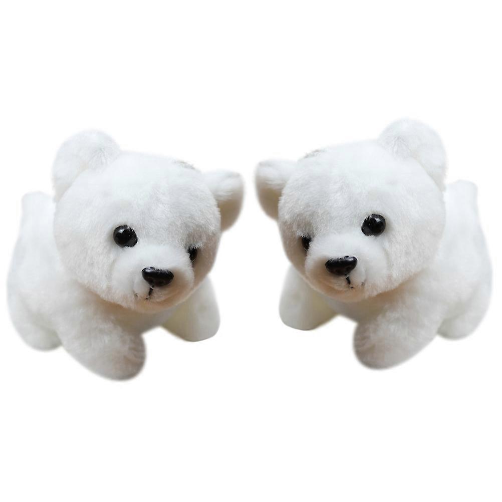 White Stuffed Bear Keychain Pendant for Decor 2Pcs Plush Keyring Charm