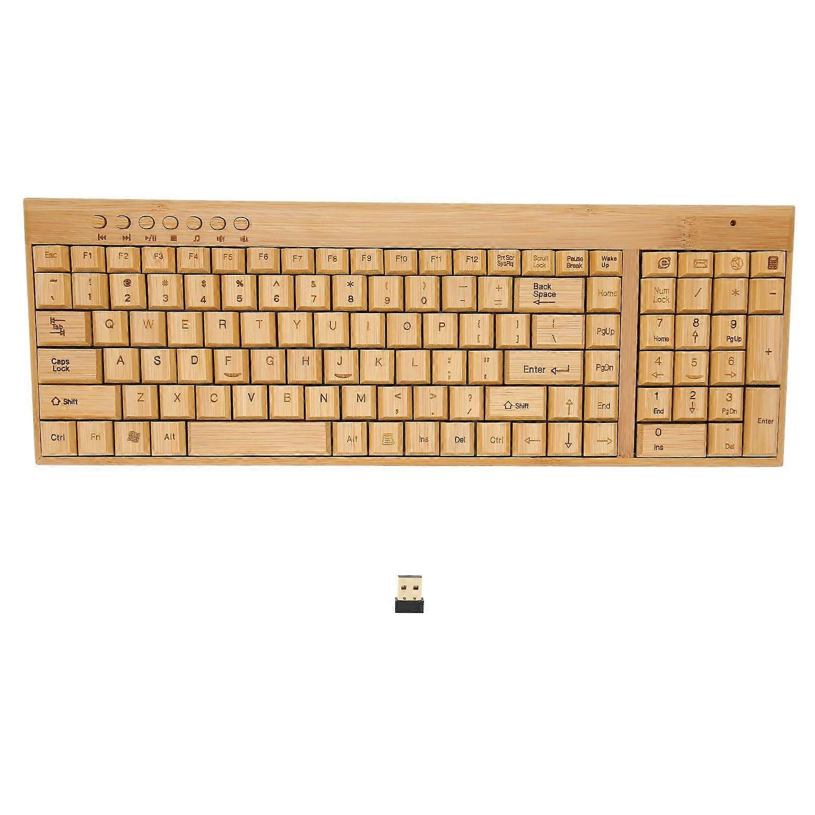 Computer Wireless Devices 2.4GHz Wireless Connection Plug and Play Bamboo Wood Computer Control Devices for Office Keyboard