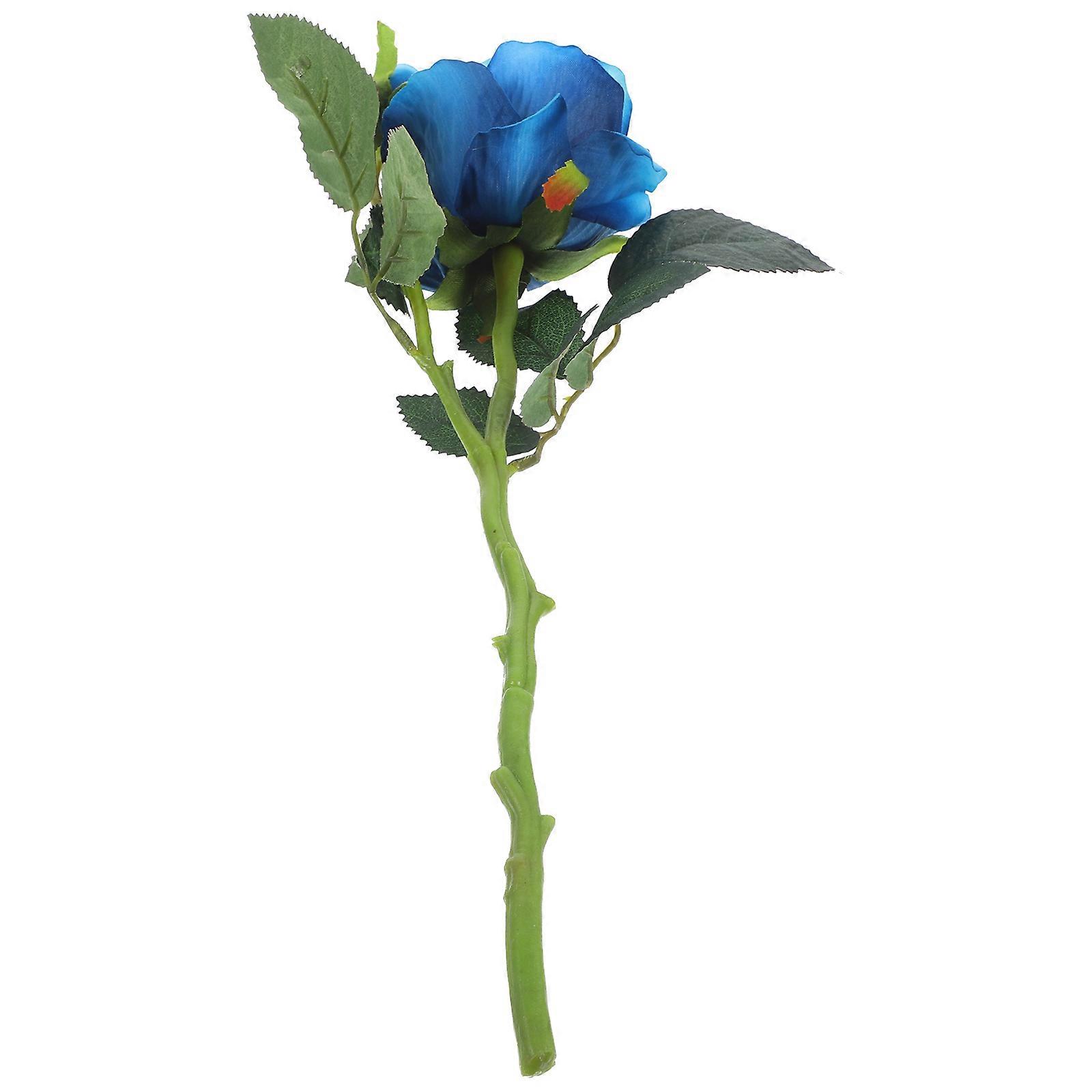 Realistic Roses Artificial Flowers for Decoration Use 2Pcs Blue Simulation Rose